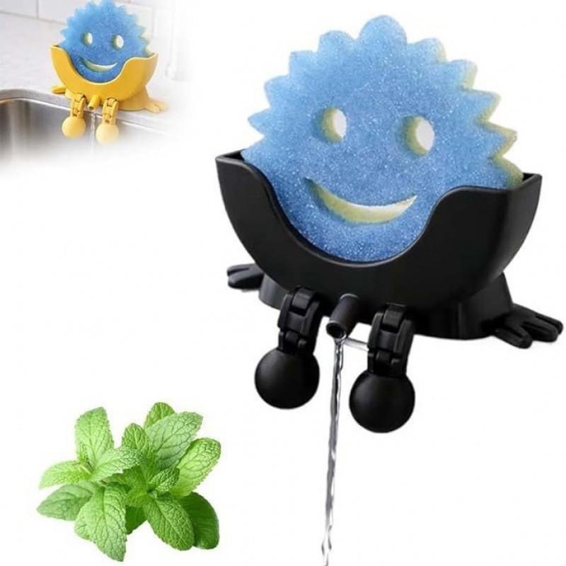 2026 New Creative Smiley Face Sponge Holder – 3D Printed with Drainage Holes & Support Legs,Kitchen Sink Countertop Storage Rack