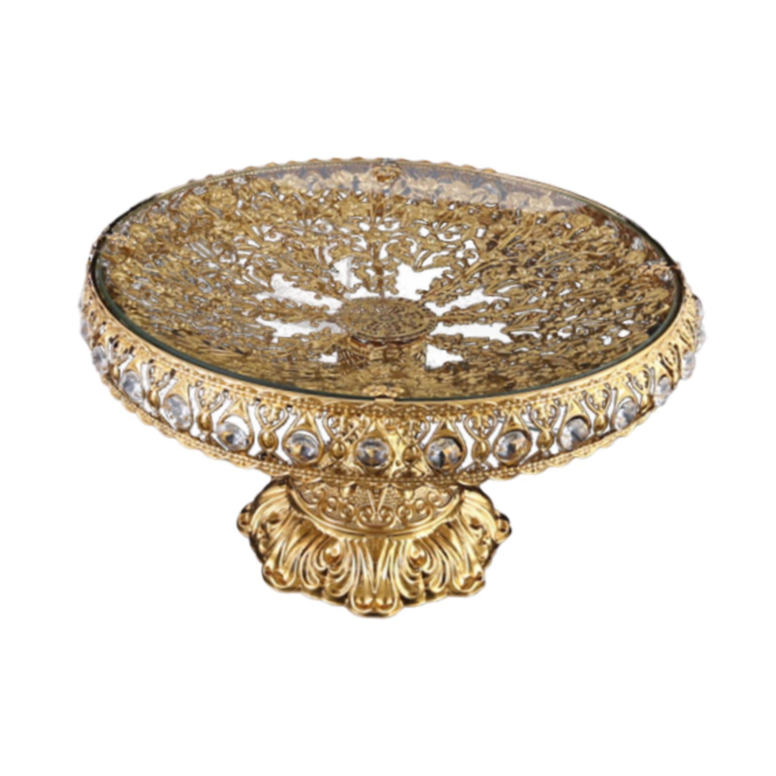 Fruit Basket Vintage Cake Stand Decorative Snacks Tray Home Decor Glass Fruit Plate for Dessert Nuts Salad Snacks Wedding золотой