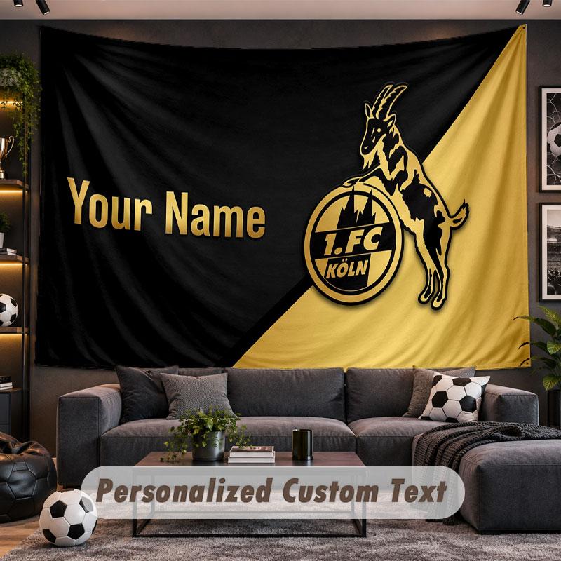 Wandbehang Wandteppich Benutzerdefinierter Name FC Köln Muster Personalisiert Bedruckter Stoff Wanddekoration