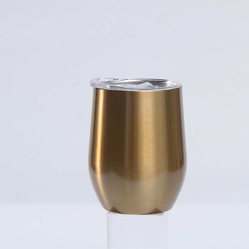 12oz Eierschalenförmiger U-förmiger Edelstahl-Vakuum-Weinbecher mit Bauchdesign