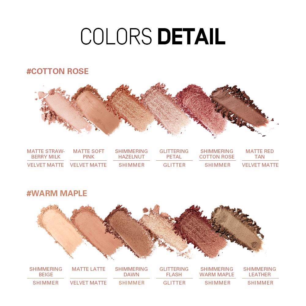 HEME Heme 6-Color Eyeshadow Palette (6 Colors) Warm Maple Taiwanese Cosmetics (Cotton Rose)