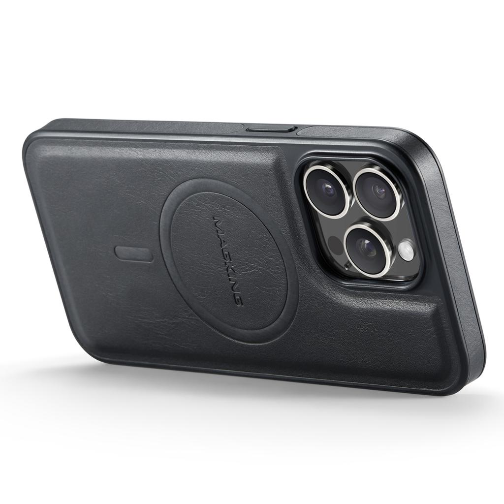 MAGKING K1 Serie Für iPhone 15 Pro Magnetische Hülle PC+TPU+PU Leder Stoßfeste Handyhülle