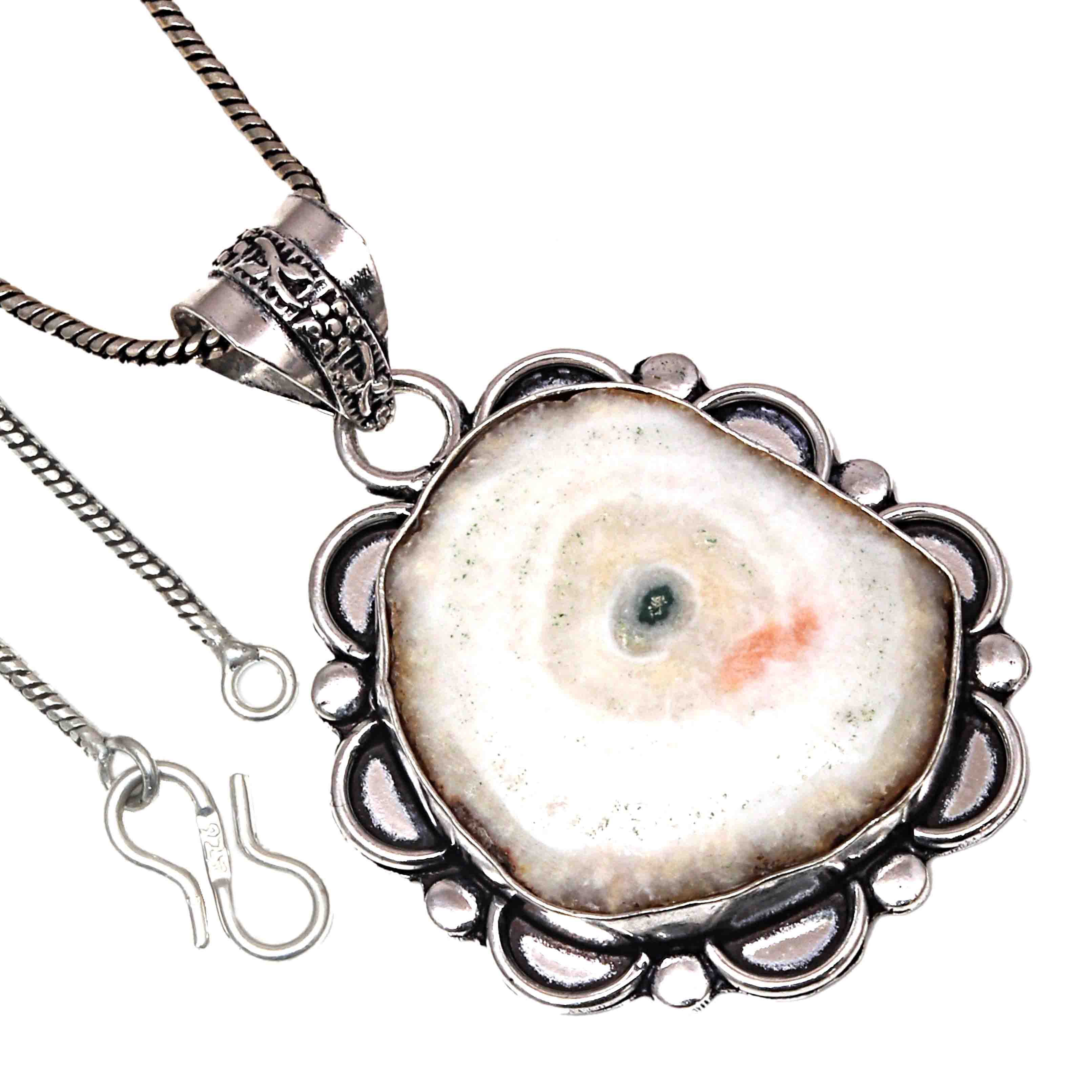 

Pendant Solar Drusy Gemstone Handicraft Valentine Day Gift Silver Jewelry 2