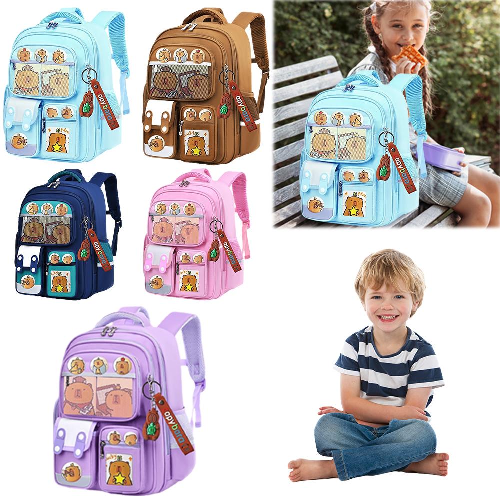 Zaino Scolastico Kawaii Capibara con Tracolla Regolabile Adorabile Daypack Resistente all'Usura Tessuto Oxford Zaino per Viaggio Vacanza