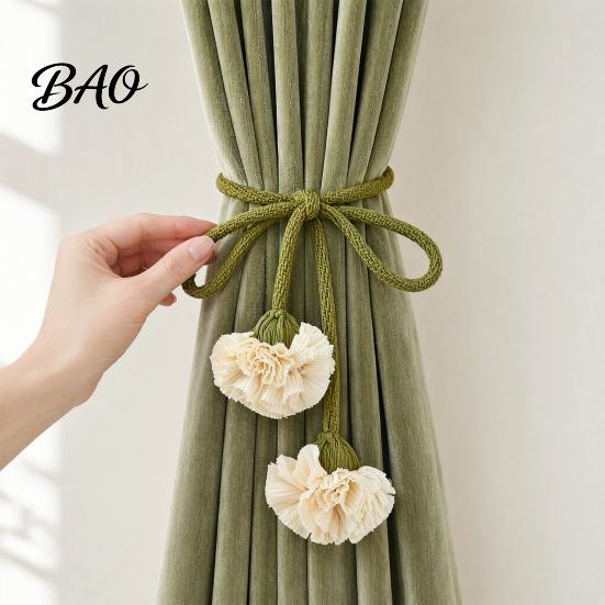 Fashionable Curtain Straps Flower Tiebacks, Handmade Boho Holder Tie Elegant Accessories Backs, Decorative Rope Ties for Bedroom, Window, Drapery