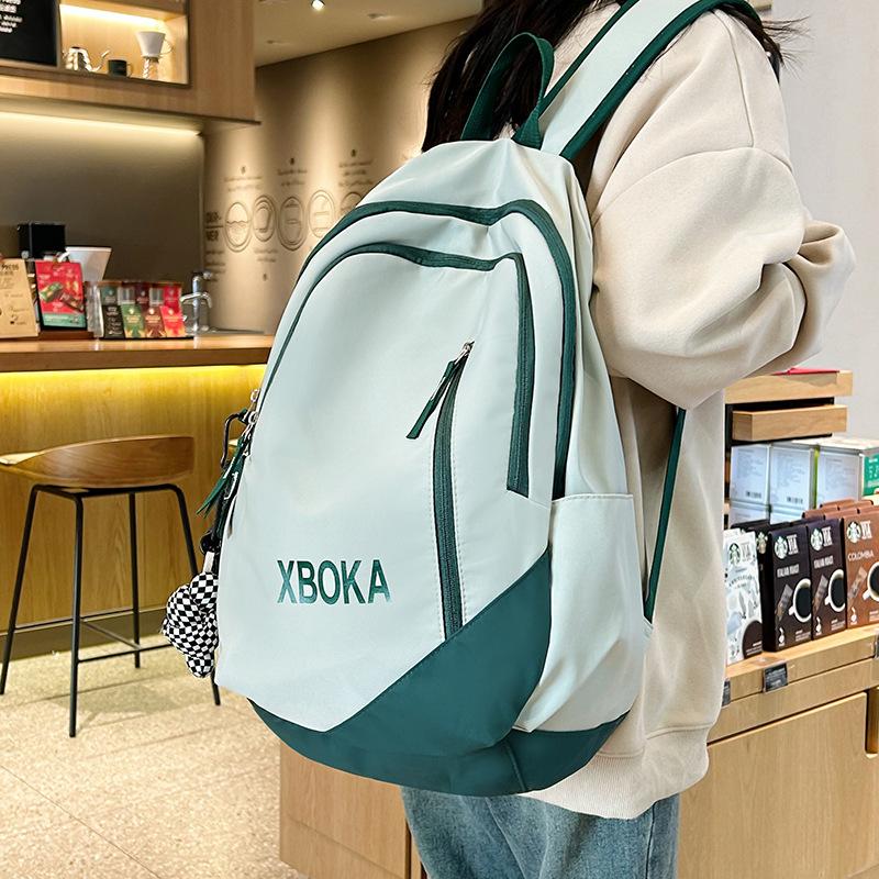 

Schoolbag Female Student Backpack Large Capacity Casual Fashion Versatile College Contrast Color Backpack Double Back зелёный