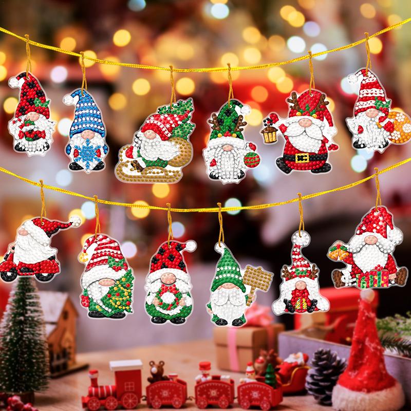 5D Painting Christmas Ornaments Christmas Art Painting Pendant Kit Resin Material Decoration Tool For Christmas Tree Key Chain