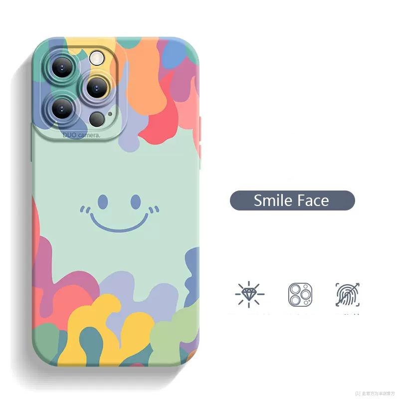 Luxury Ice Cream Smile Face Case For iPhone 17 16 15 14 13 12 11 Pro Max 16 Plus 17 Air 16E Shockproof Candy Soft Silicone Cover