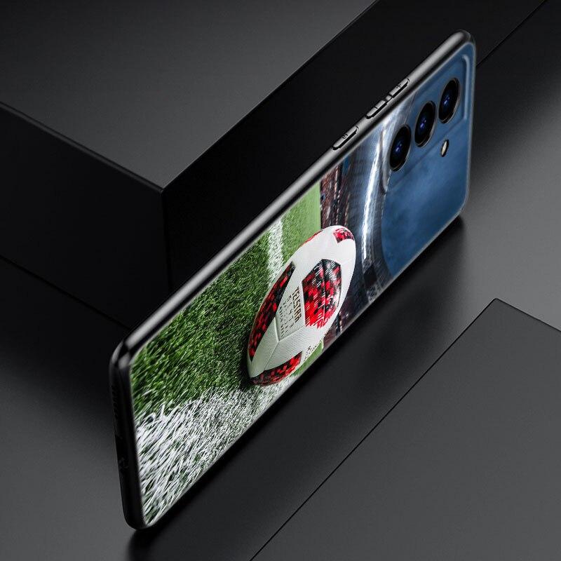 Football Field Phone Case For Samsung Galaxy S22 Pro S21 S20 Ultra FE S10 Lite 5G S10E S9 S8 Plus Soft TPU Black Cover