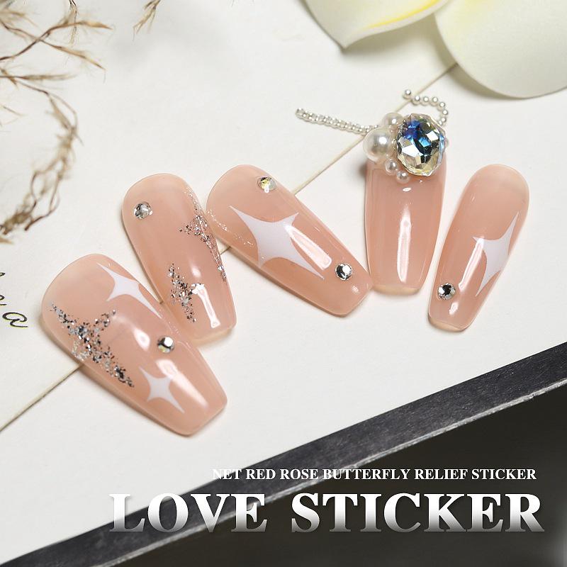 Little Red Book Heart Nail Stickers: Cute Red & Black Heart-Shaped, Wearable, Thin & Transparent Japanese Nail Decals