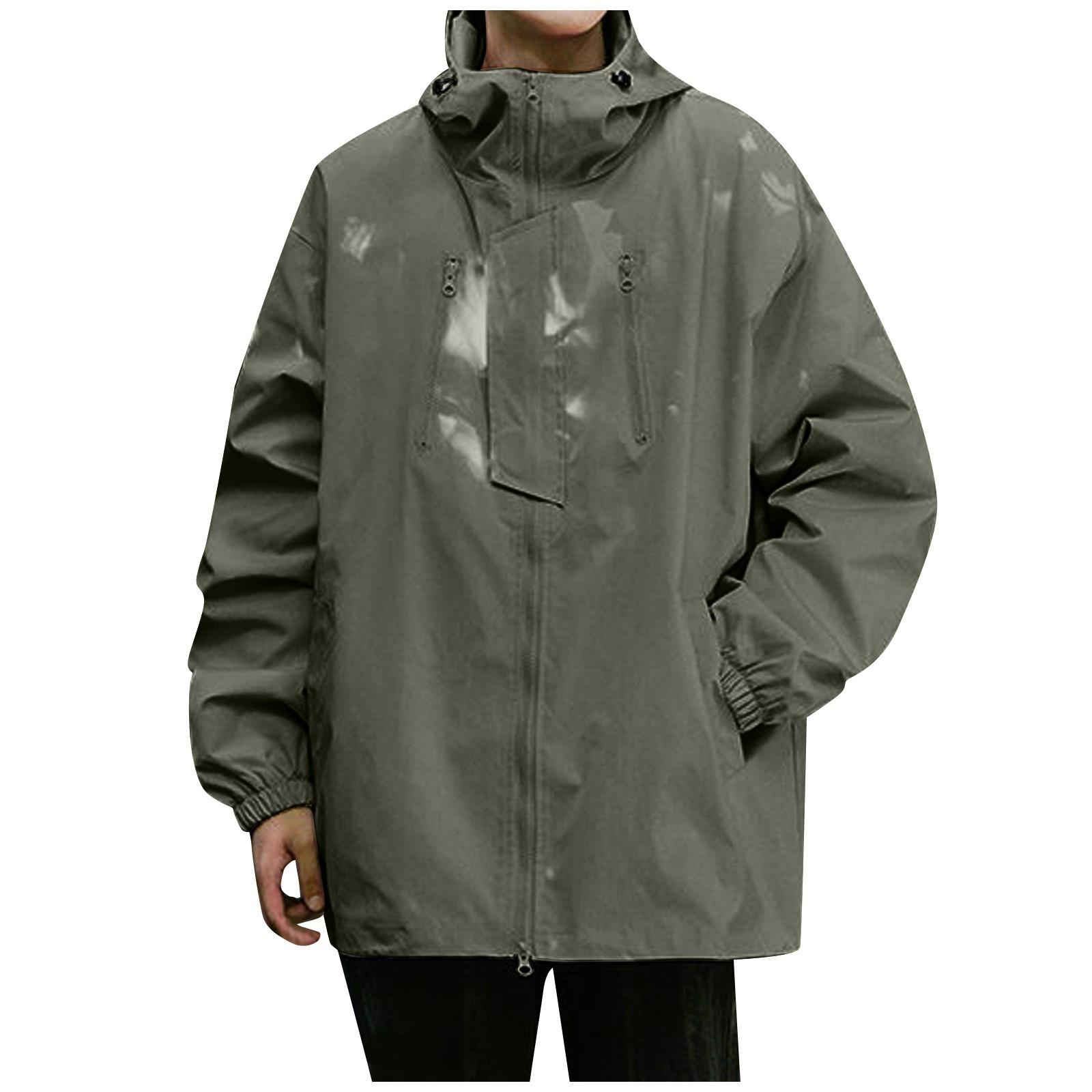 

Men s Casual Sports Jacket Lightweight Hooded Hiking Golf Raincoats With Pockets M