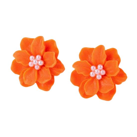 1 Pair Stud Earrings Anti-allergy Decorative Exquisite Temperament Hyperbole Flower Faux Pearl Earrings for Dating