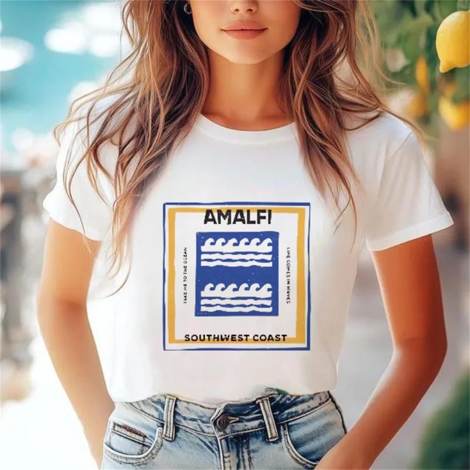 

Beach Vacation Short Sleeved Women s Pattern 90s Trendy T-Shirt Women s Printed Fashionable Summer Clothing O-Neck Cute T-Shirt XXXXXL білий
