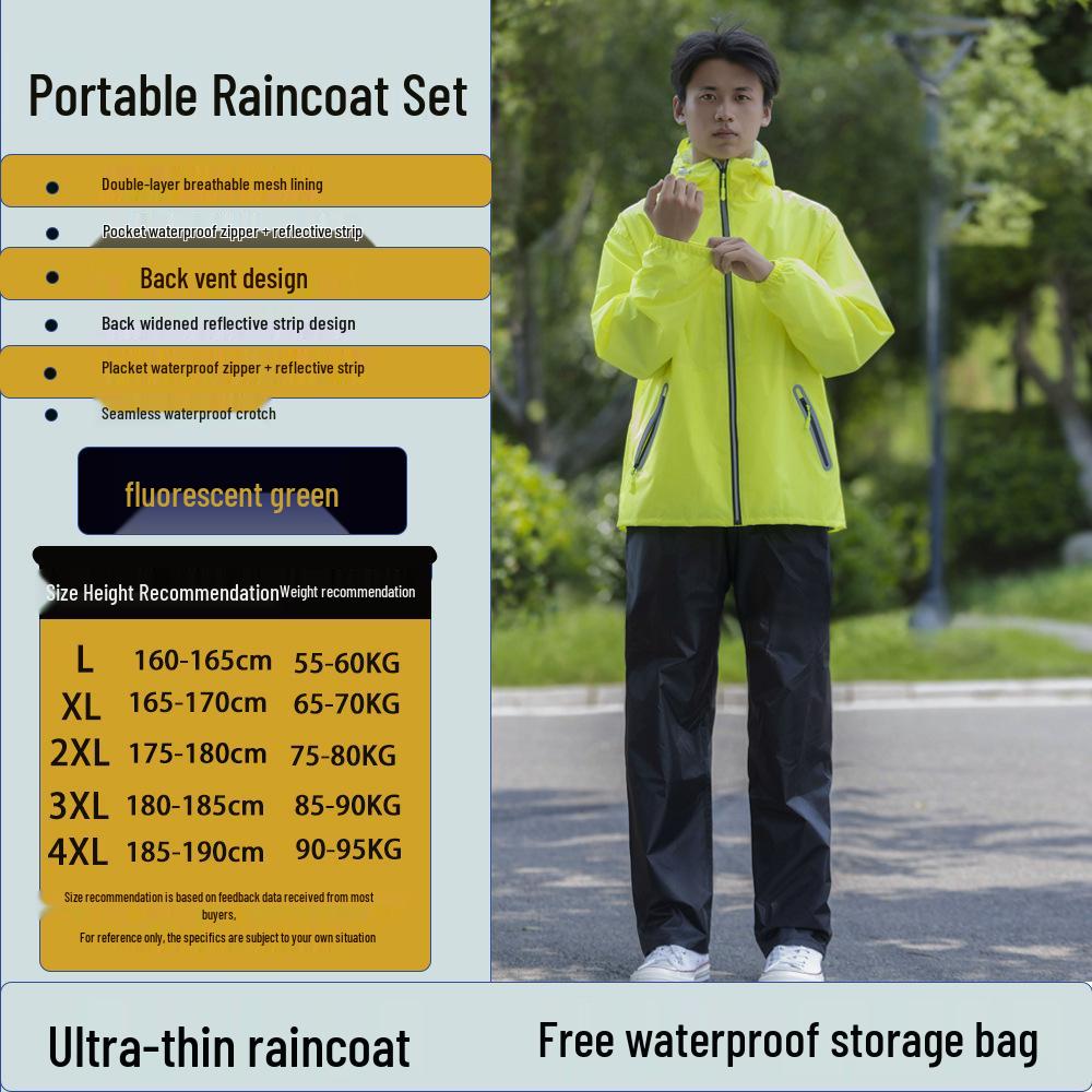 Unisex Full-Body Rainproof Raincoat and Pants Set for Outdoor Activities