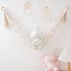 Woven Cotton Toy Net, Boho Wall Hanging Organizer, Handmade Storage Hammock for Stuffed Animals, Kids Room Nursery Decor