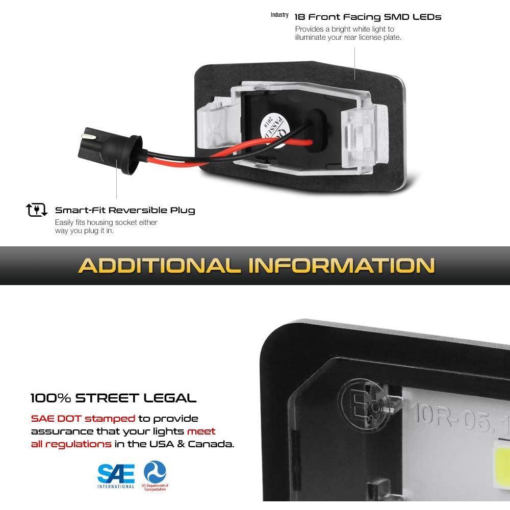 2x 18-LED Black License Plate Lights for Ford Escape/Kuga, Mercury, Mazdas MX-5/MPV