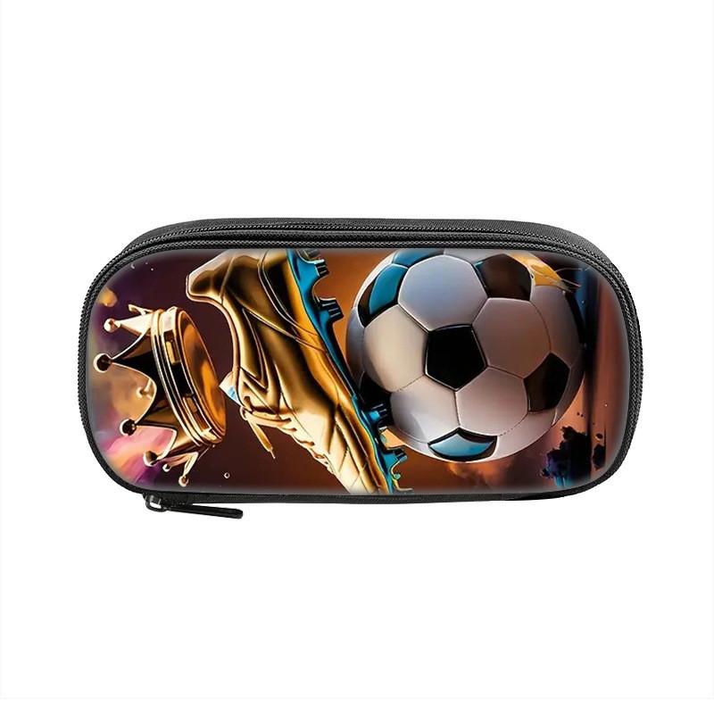 Sports Themed Polyester Pencil Case With Multiple Compartments For Students And Kids