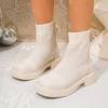 Fashion Aphixta Breathable Round Toe Woman Ankle Boots Shoes Autumn Winter Stretch Fabric Modern Boot Back Lace Up Ladies Shoes