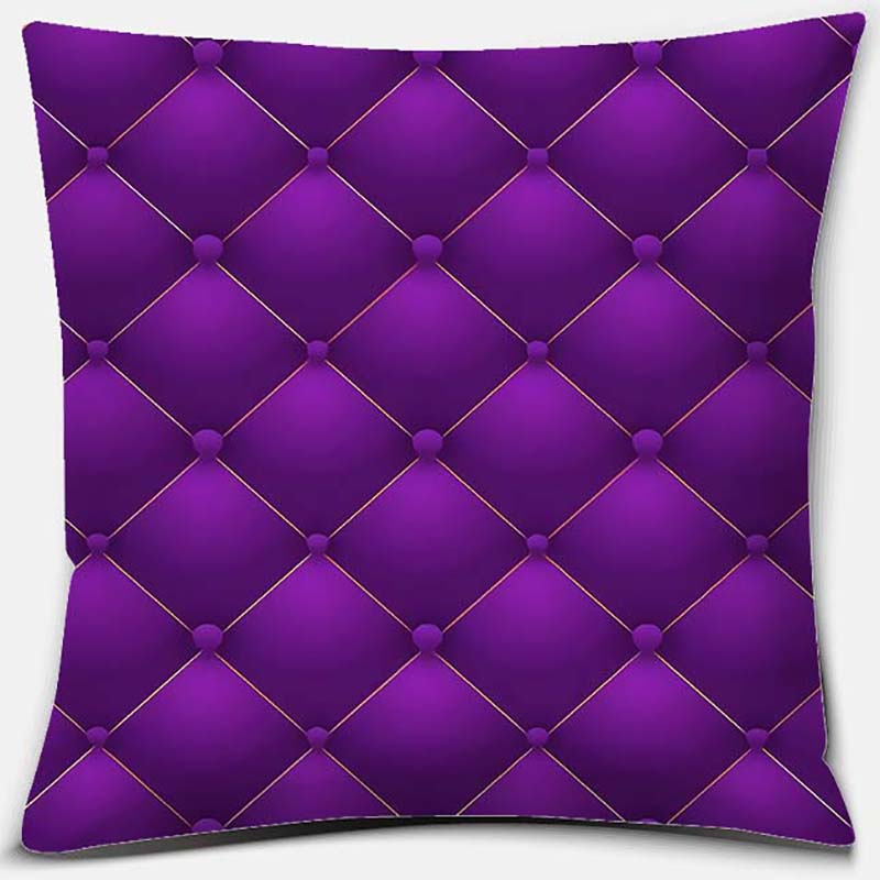 Purple Geometric Flower Text Printing Series Pattern Pillowcase Square Pillowcase Home Office Decoration Pillowcase