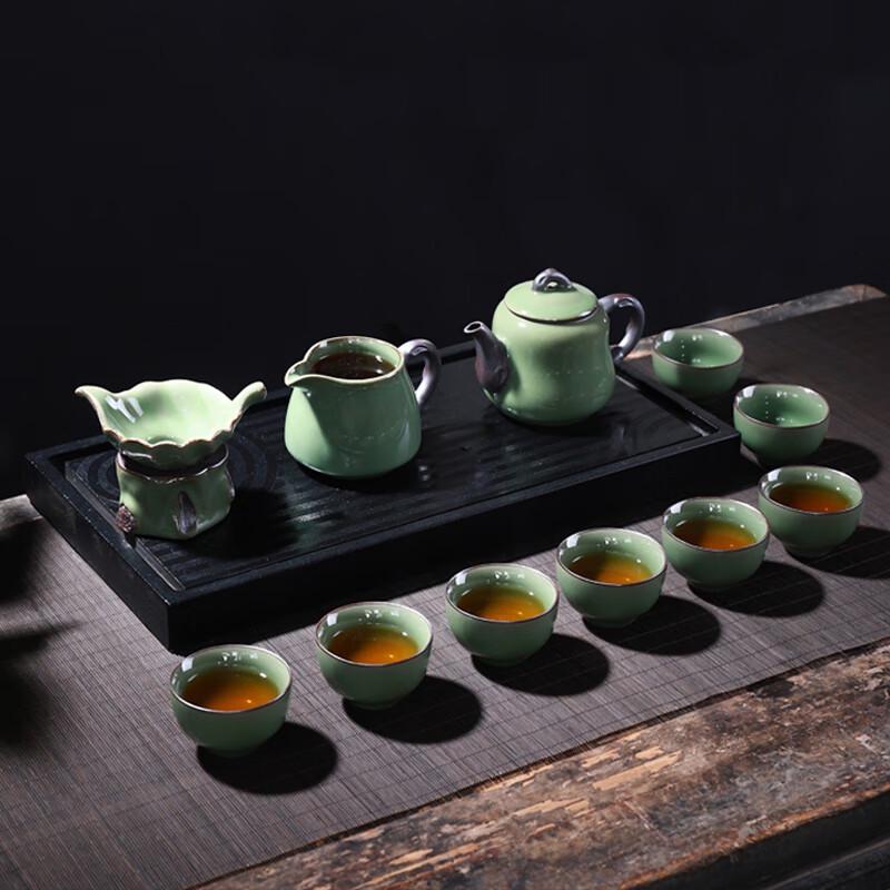 Auspicious Green 12-Piece Ceramic Tea Set