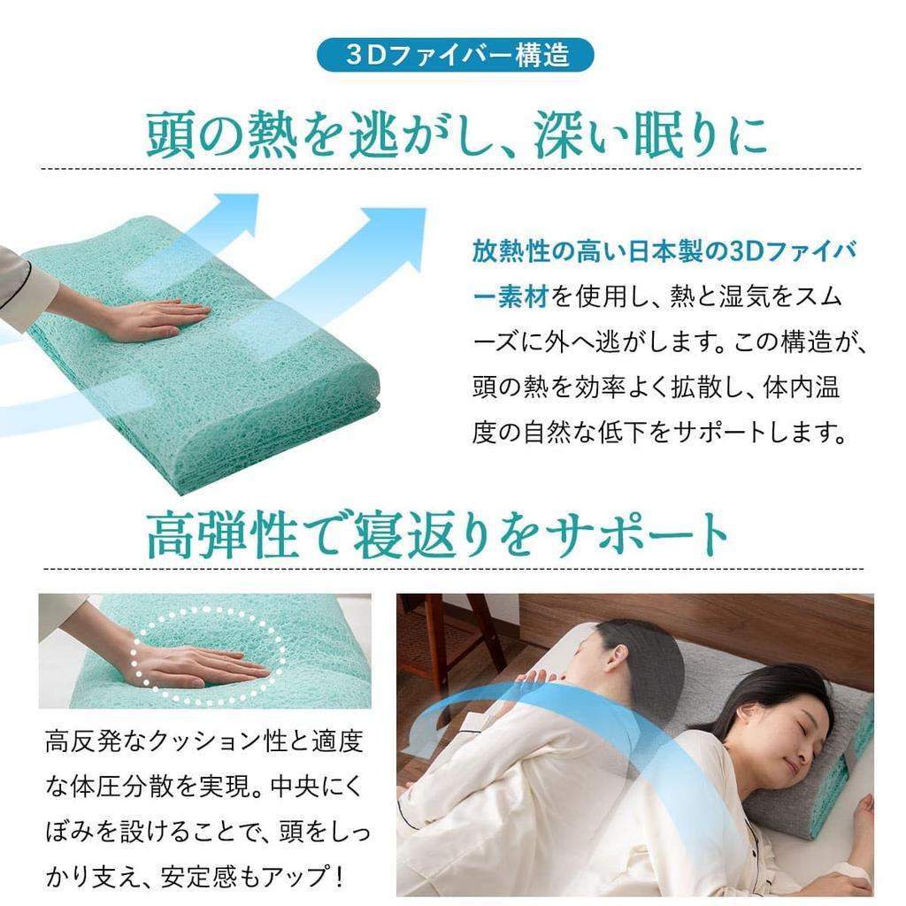 EMOOR Sky Breezy Pillow 2, approximately 36 x 54 cm, 3D fiber, washable, height adjustable