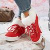 Women's Boots Christmas Fashion Lace Up Fuzzy Detail Lined Ankle Boots Casual Daily Round Toe Flat Boots