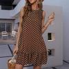Batwing Hem Dress with Sleeveless Polka Dot Print - Cute and Playful Women's Clothing
