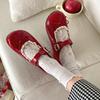 French ballet style red inner height increase shallow mouth flat-soled single shoes women's summer 2025 new skirt Mary Jane shoes