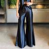 Women's Solid Color Hollow Out Hem Top Waisted Flared Pants Set