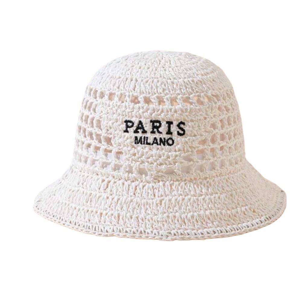 Hollow Crochet Bucket Hat Letter Embroidery Crochet Hat Vintage Fishing Hat For Women