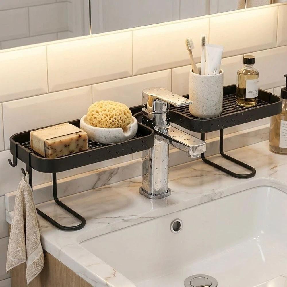 Mesh Faucet Storage Shelf Water Drainage Counter Organizer Bathroom Storage Rack Bathroom Toilet