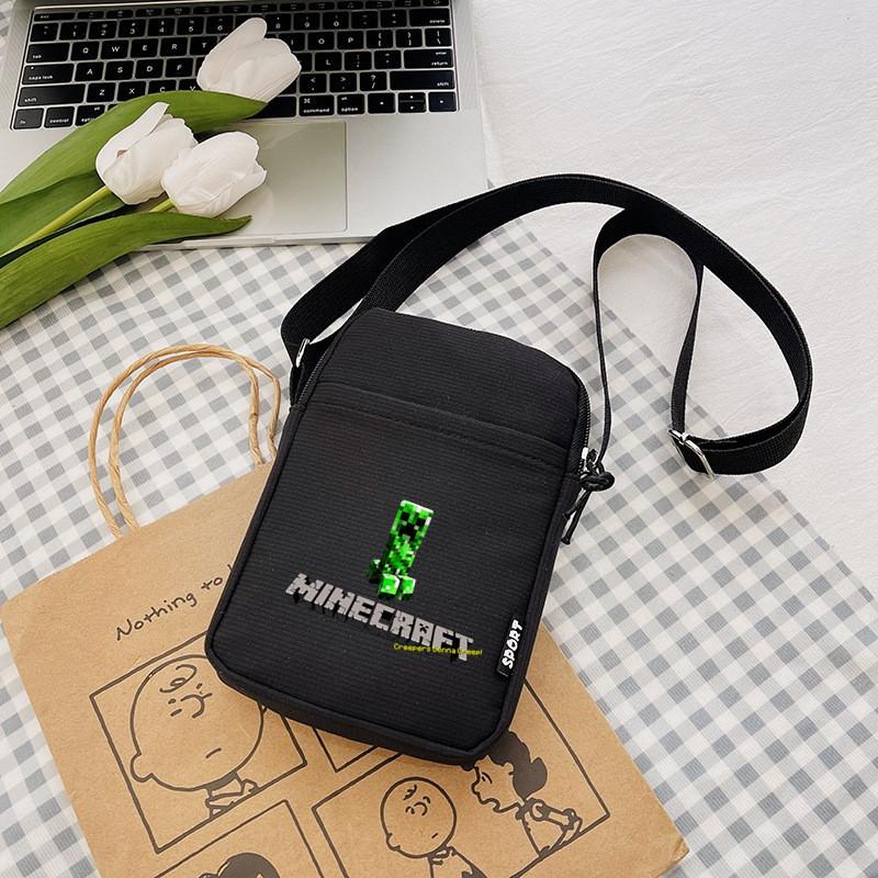 Printing Minecraft Pattern Canvas Single Shoulder Crossbody Bag Gift Fashion