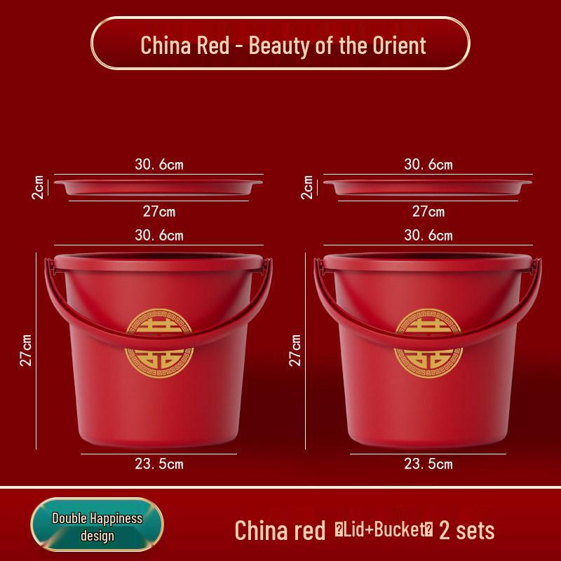 Red Wedding & Housewarming Joy Buckets - Large Plastic Pair in Vibrant Red