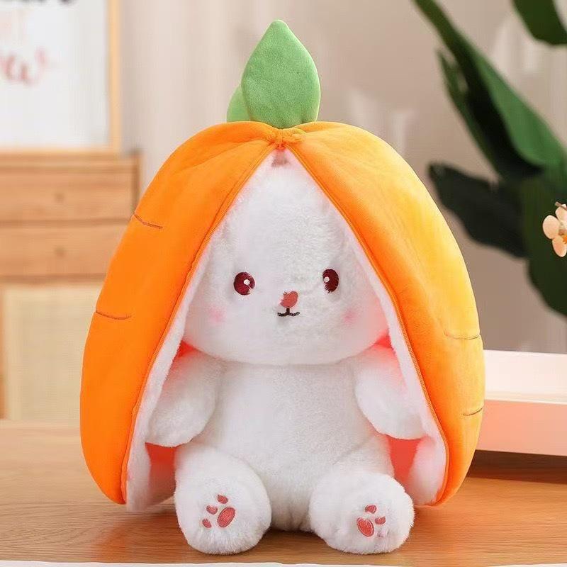 Плюшевая игрушка Кролик с клубникой Xiaoguo - Милая тканевая кукла, подарок для девочек 18 cm