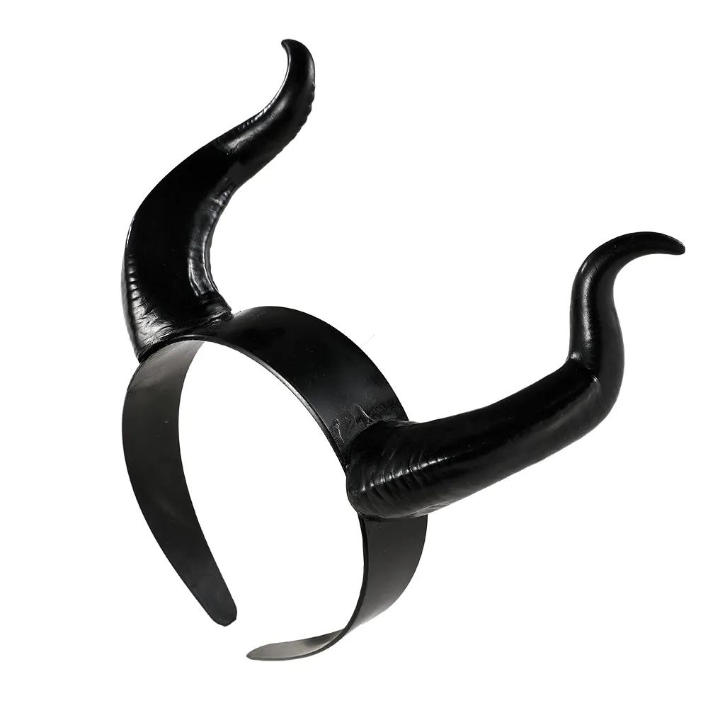 Fascia per capelli da strega regina diavolo con corna nere da donna, fascia per cosplay animale con corna, copricapo testa di diavolo, costume per festa di Natale Halloween