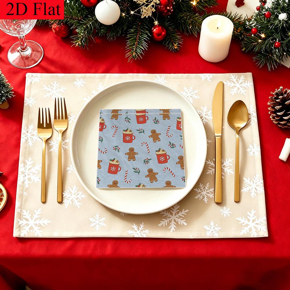 20pcs Disposable Napkins with Snowflake Pattern Print for Wedding,Parties,and Daily Use for Thanksgiving Fall Christmas Table Decoration