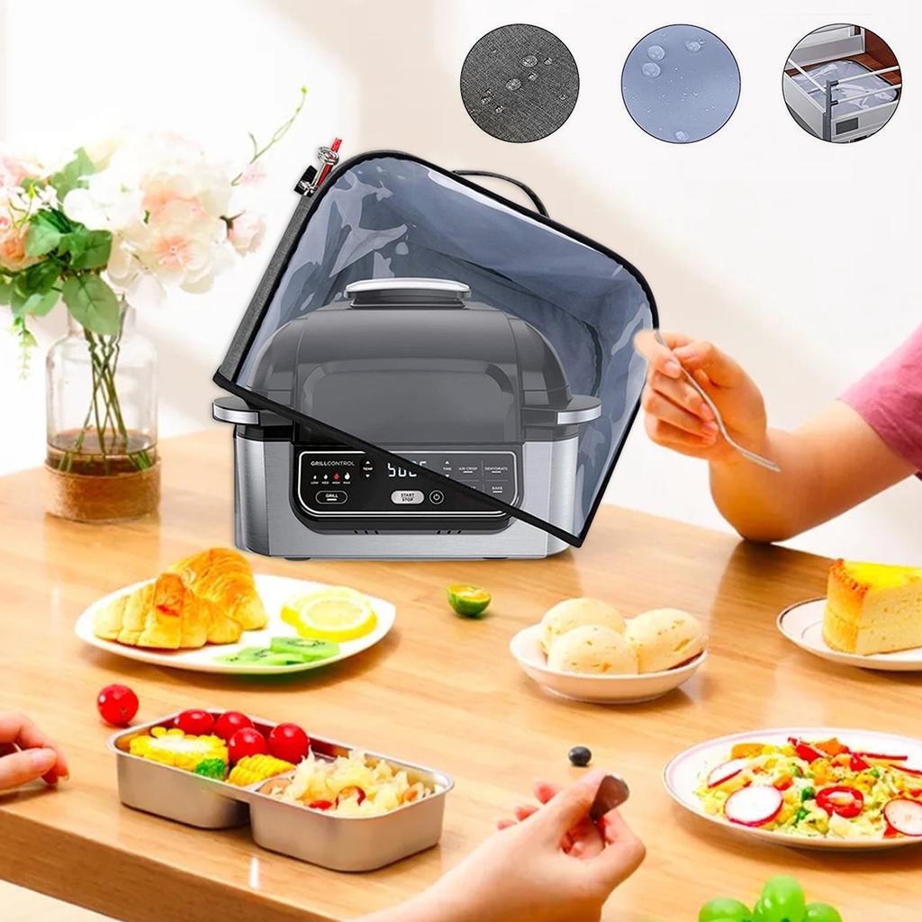 Air Fryer Cover Thick Waterproof Clear Front Kitchen Grill Toaster Dust Cap Compatible with Ninja Foodi Grill AG301 AG302 AG400