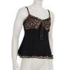 European & American Sexy Leopard Print Color Block A-Line Lace Tie-Up Camisole