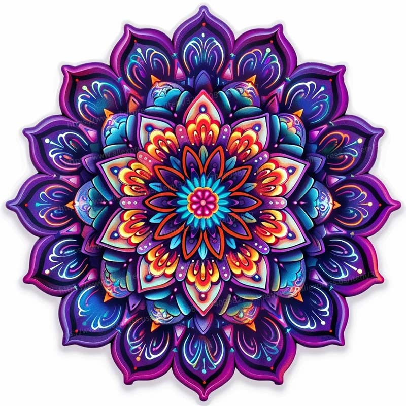 Mandala Néon Créatif Sticker Mural Salle de Bain Salon Décorations d'Arrière-plan Papier Peint Autocollant Décoration de Maison Autocollants M951