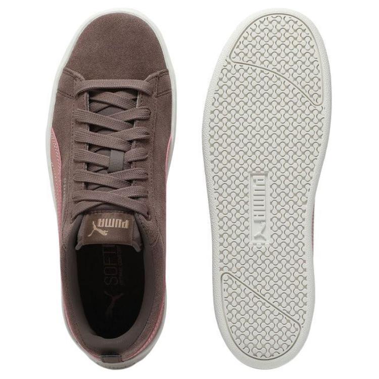 Puma Smash Platform Fashion Versatile Low-Top Sneakers Women sneakers Brown Pink 366488-18