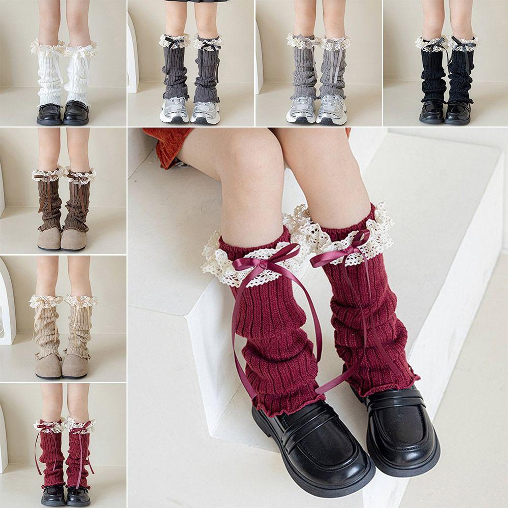 Solid Color Kids Lace Leg Warmers Knitted Children's Foot Warmer Foot Cover  Children Wear