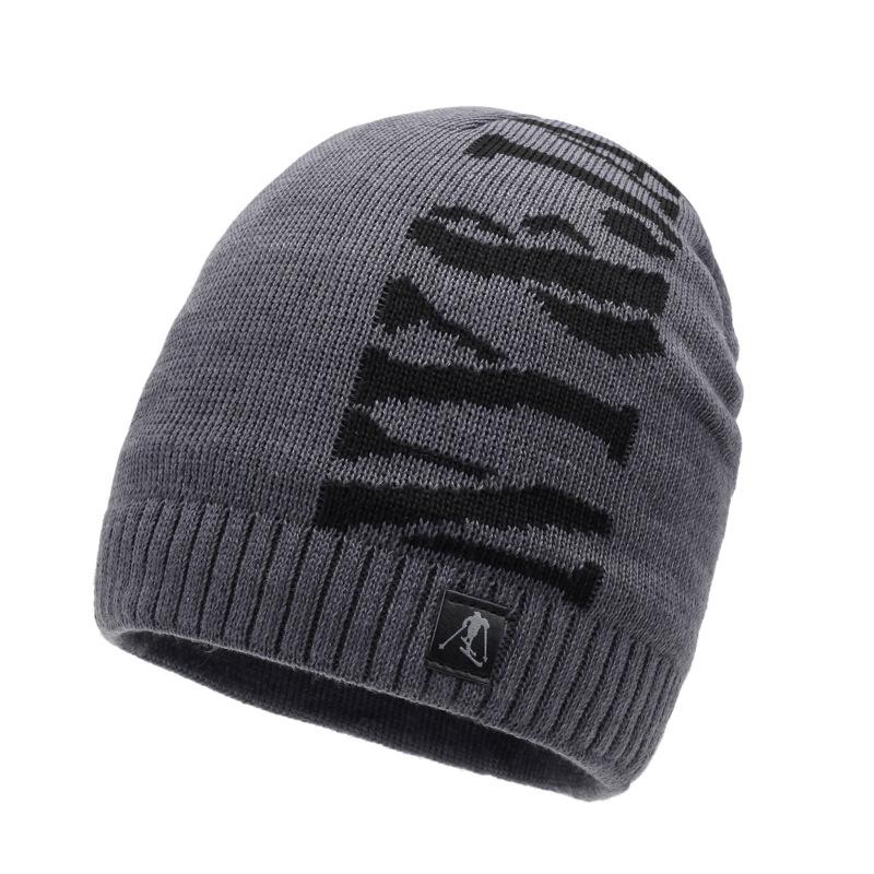 Winter Herren Kaschmir Mütze Warme Wollmütze Buchstaben Outdoor Strickmütze