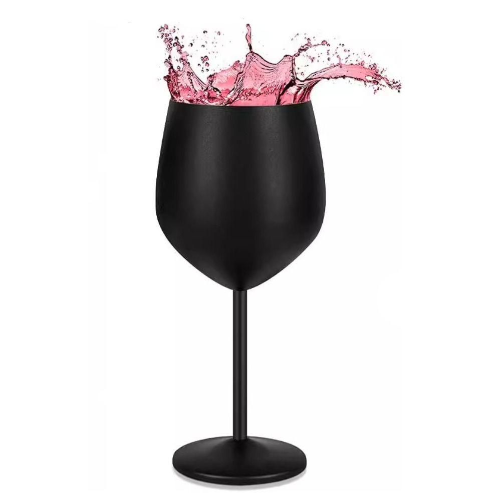 500ml Stainless Steel Wine Glass Black Champagne Cup Household Wine Goblet  Karaoke