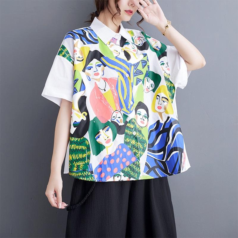 

Хлопковые рубашки и блузки оверсайз с короткими рукавами для блузок, повседневные свободные летние топы, женская рубашка на пуговицах чёрный