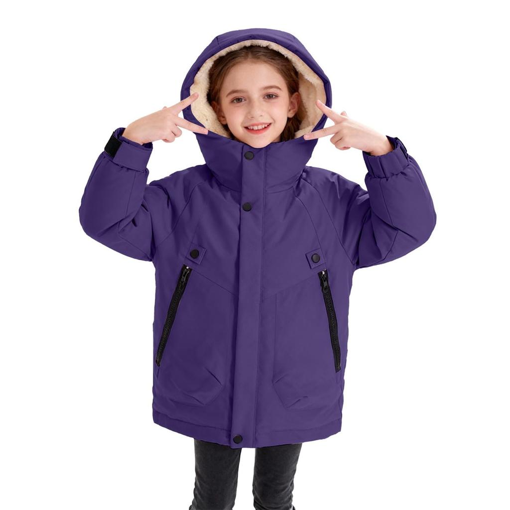 Kids -Lined Hooded Windbreaker Jacket Casual Outdoor Coat for Boys and Girls