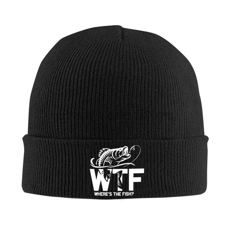 

WTF Where s The Fish Print Beanie Hats Skullies Beanies Warm Soft Men Women Elastic Caps Autumn Winter Graphic Bonnet Hats