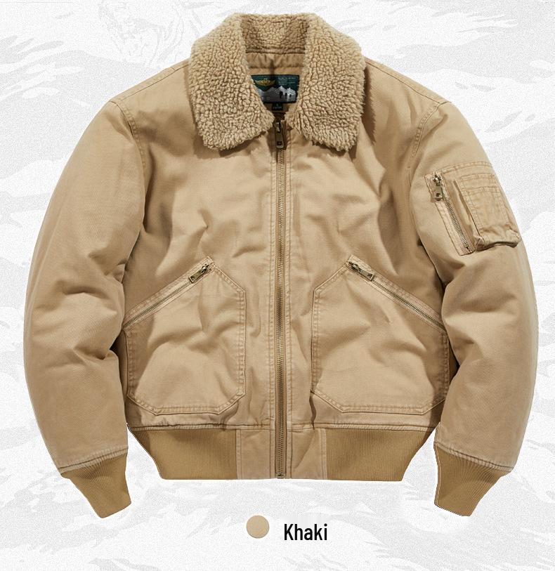 Herren Plus Samt Lammwollmantel: Lockere Fliegerjacke für Jugendliche, Baumwoll-Oberbekleidung für Herbst und Winter.