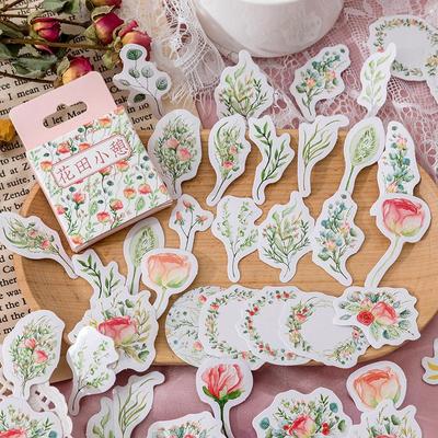 46-teiliges Blumenfeld-Aufkleber-Set, frische Pflanzen, Blumenpapier, selbstklebende Notizdekoration für Tagebuch, Album, Geschenk, Zuhause, Schule
