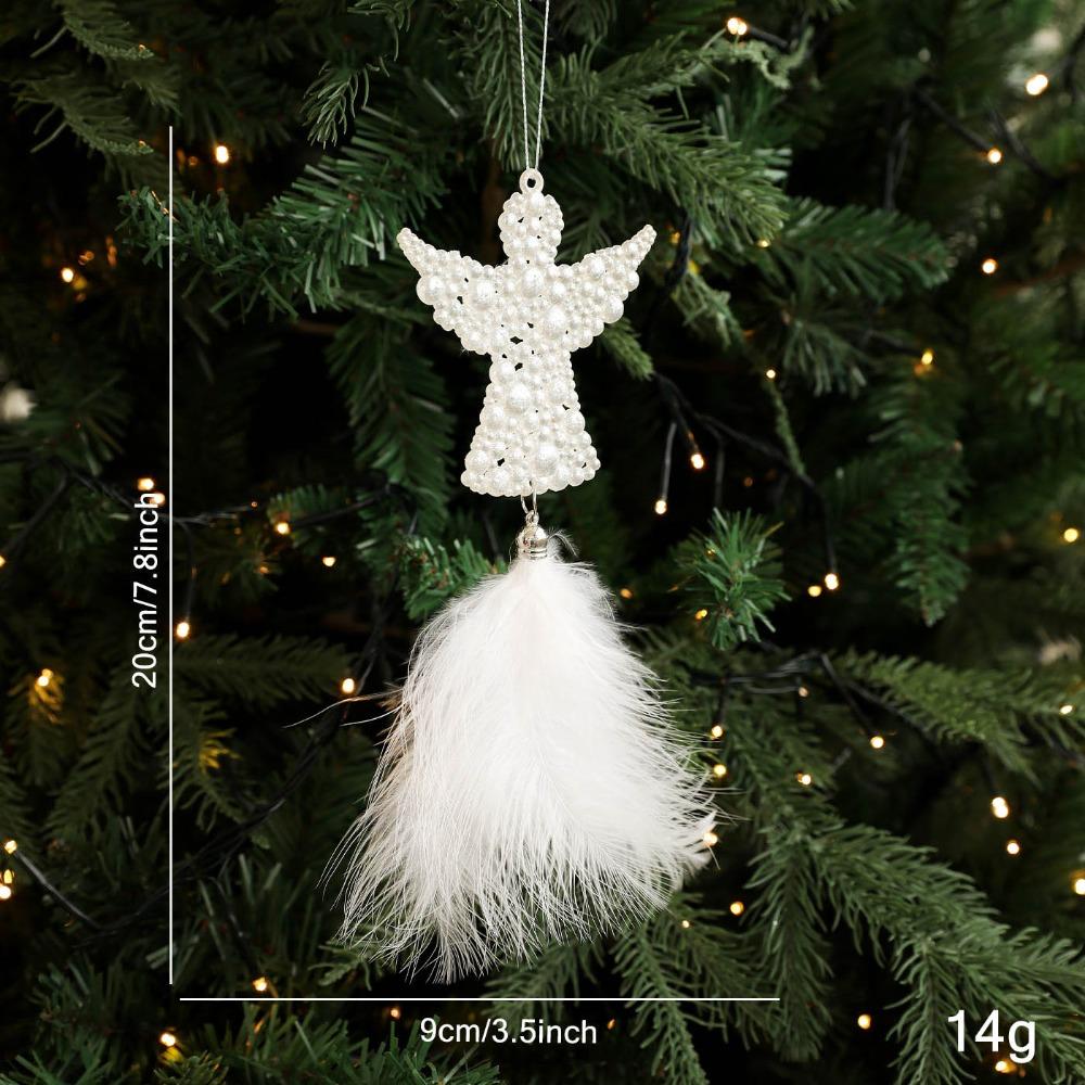 Delicate Plastic Christmas Tree Feather Pendant Snowflake Angel Christmas Hanging Decoration Elk Feather Hanging Ornament Xmas