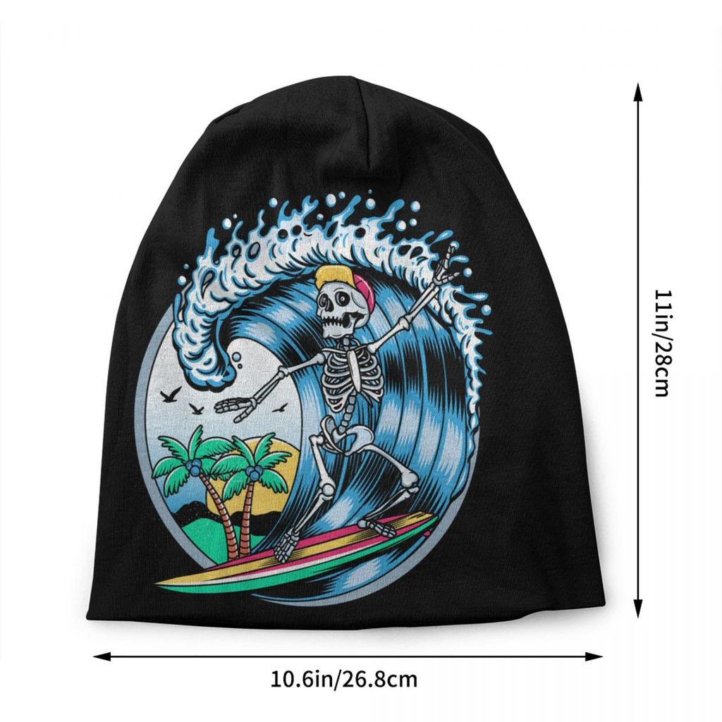 Custom Summer Surf Rider Skull Surfing Bonnet Hats Cool Knitted Hat For Unisex Women Winter Warm Skullies Beanies Caps